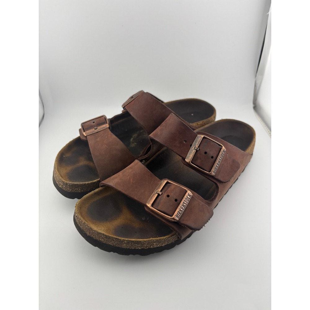 Birkenstock Arizona Tobacco Brown Oiled Leather Sandals 39